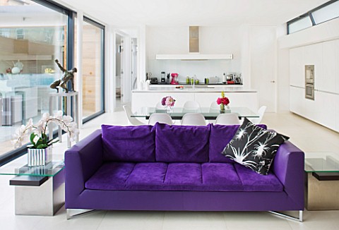 CAKE_BOY_HOUSE__LONDON_THE_MORNING_ROOM_WITH_INFORMAL_DINING_TABLE__PURPLE_SUEDE_SOFA_BY_ROSET_AND_K