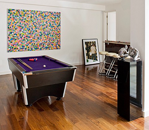 CAKE_BOY_HOUSE__LONDON_POOL_ROOM_IN_BASEMENT_WITH_PURPLE_POOL_TABLE__ART_DECO_BAR_WITH_STOOLS_ALL_FR