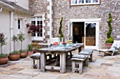 DESIGNER: CLARE MATTHEWS  DEVON - PAVING PROJECT - PATIO WITH TABLE AND CHAIRS