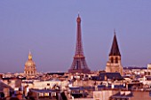 ROOF GARDEN AT THE HOLIDAY INN  RUE DANTON  PARIS: DESIGNERS ERIC OSSART AND ARNAUD MAURIERES: VIEW OF EIFFEL TOWER FROM ROOF TERRACE AT DAWN