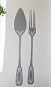 ROQUELIN  LOIRE VALLEY  FRANCE: KITCHEN; AMUSING KNIFE AND FORK WALL ART