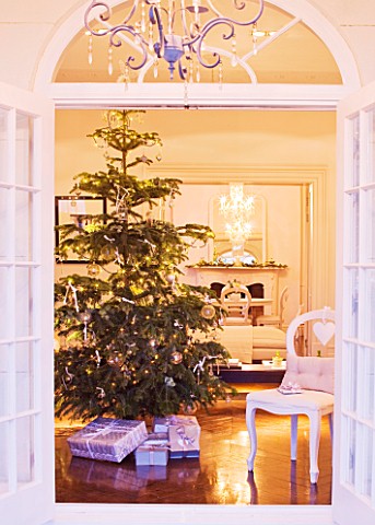 WHITE_HOUSE_VIEW_THROUGH_DOUBLE_FRENCH_DOORS_INTO_LIVING_ROOM__CHRISTMAS_TREE_AND_PRESENTS