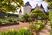 CHATEAU DU RIVAU  LOIRE VALLEY  FRANCE: THE CHATEAU WITH IRON SEAT AND POTAGER