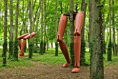 CHATEAU DU RIVAU  LOIRE VALLEY  FRANCE: BASERODES RUNNING FOREST SCULPTURES IN THE WOODLAND