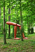 CHATEAU DU RIVAU  LOIRE VALLEY  FRANCE: BASERODES RUNNING FOREST SCULPTURE IN THE WOODLAND