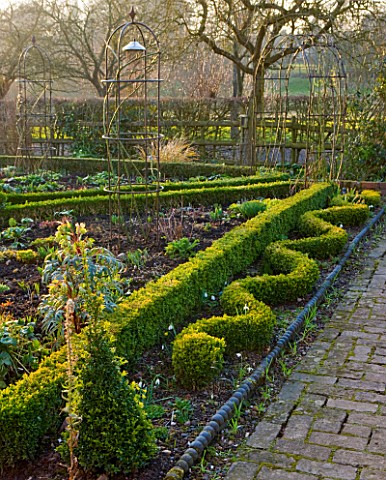 DIAL_PARK__WORCESTERSHIRE_BOX_TOPIARY_BUXUS_IN_THE_SHAPE_OF_A_SNAKE_BESIDE_PATH