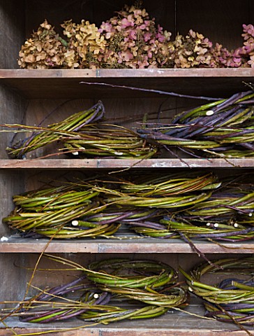 COMMON_FARM_FLOWERS_SOMERSET_AN_OLD_DRESSER_HOUSES_STACKS_OF_WILLOW_WREATHS_AWAITING_DECORATION__TOG
