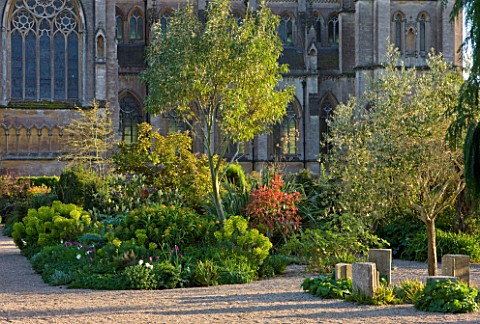 ARUNDEL_CASTLE_GARDENS_WEST_SUSSEX_THE_WALLED_GARDENS_ISLAND_BED_WITH_NEGRITA_AND_WHITE_TRIUMPHATOR_