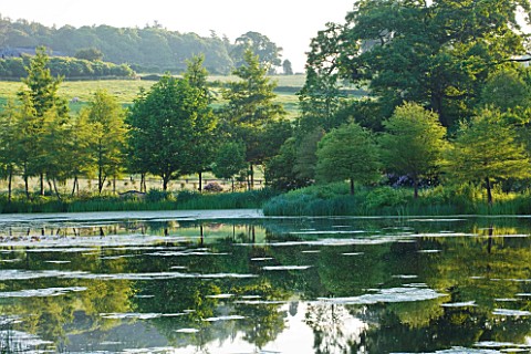 BROCKHAMPTON_COTTAGE_HEREFORDSHIRE_VIEW_ACROSS_THE_LAKE__POND_TO_COUNTRYSIDE_BEYOND__SUMMER_JUNE_WAT