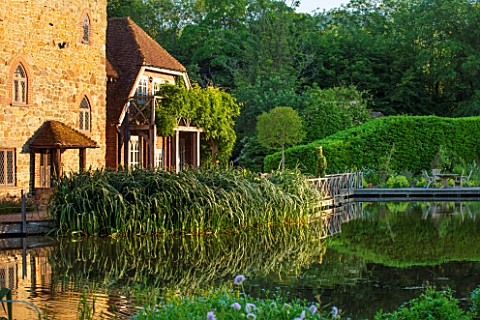 OLD_NETLEY_MILL_SHERE_SURREY_EARLY_MORNING_SUN_ON_THE_MILL_SEEN_FROM_ACROSS_THE_LAKE_GARDEN_JUNE_SUM