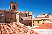 CIUTADELLA MENORCA, SPAIN: EVELYNE MANDEL HOUSE - VIEW OF THE CHURCH AND ROOFTOPS OF CIUTADELLA FROM THE ROOF TERRACE