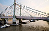 HOPE SHARP STORY, CHELSEA FLOWER SHOW 2016:  VIEW OF ALBERT BRIDGE IN LONDON WITH CADOGAN PIER UNDERNEATH