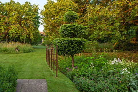 GREYHOUNDS_BURFORD_OXFORDSHIRE_THE_ORCHARD_AND_GRASS_PATH_WITH_MULBERRY_AND_WALNIT_TREES_AND_YEW_TOP