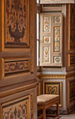 VAUX LE VICOMTE, FRANCE: THE HERCULES ANTECHAMBER. THE RESTORED DECORATIVE PANELS SHOW FOUQUETS COAT OF ARMS