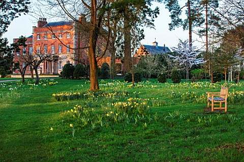 MORTON_HALL_GARDENS_WORCESTERSHIRE_THE_HALL_SEEN_FROM_THE_MONONPTEROS_PARKLAND_MEADOW_DAFFODILS_NARC