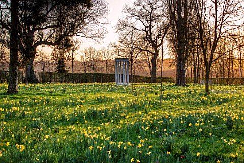 MORTON_HALL_GARDENS_WORCESTERSHIRE_THE_MONOPTEROS_PARKLAND_MEADOW_DAFFODILS_NARCISSUS_COLONNADE_PARK