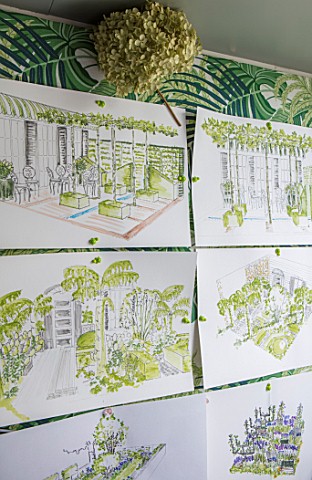BUTTER_WAKEFIELD_HOUSE_LONDON_GARDEN_SKETCHES_AND_PLANS_IN_BUTTERS_OFFICE