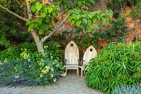 THE_WALLED_GARDEN_AT_COWDRAY_WEST_SUSSEX_PLACE_TO_SIT_CATALPA_WOODEN_BENCH_SEAT_SHADE_SHADY