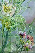 GRAVETYE MANOR SUSSEX: SPRING, APRIL, COUNTRY, GARDEN, THE DINING ROOM - BOTANICALLY INSPIRED HAND PAINTED PANELS BY FRENCH ARTIST CLAIRE BASLER