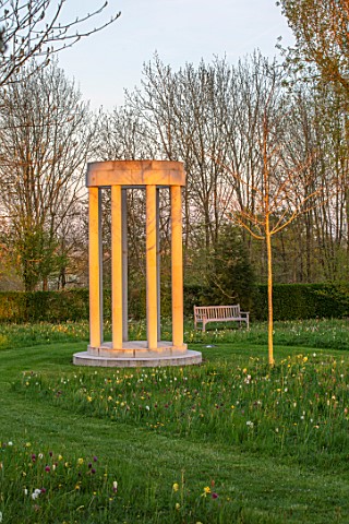 MORTON_HALL_GARDENS_WORCESTERSHIRE_THE_MEADOW_PARK_SPRING_APRIL_MONOPTEROS_FOLLY_FOLLIES_SUNSET