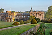 FORDE ABBEY, SOMERSET: THE ABBEY AT DAWN, MORNING LIGHT, SUNRISE, APRIL, SPRING