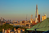 ROOF GARDEN, LONDON, DESIGNERS ANA SANCHEZ - MARTIN, LUCY WILLCOX - VIEW OF THE SHARD, EVENING