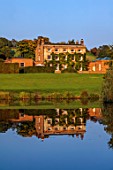 PRIORS MARSTON, WARWICKSHIRE: VIEW ACROSS LAKE TO MANOR HOUSE, SEPTEMBER, REFLECTED, REFLECTIONS