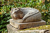 THE DOWER HOUSE, DERBYSHIRE: STONE SCULPTURE OF CHINESE LION FROM HONG KONG, SCULPTURES, ORNAMENT