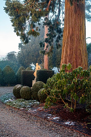 MORTON_HALL_WORCESTERSHIRE_CLIPPED_TOPIARY_GIANT_REDWOOD_STATUE_OF_SEATERN_SAXON_GOD_OF_HARVEST_HEDG